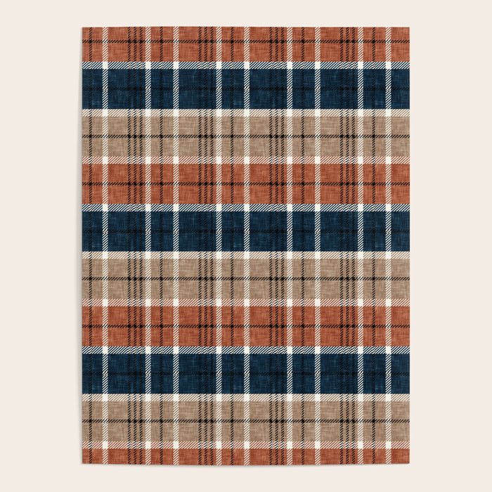 fall plaid - navy, orange & tan Poster Gallery Image 4