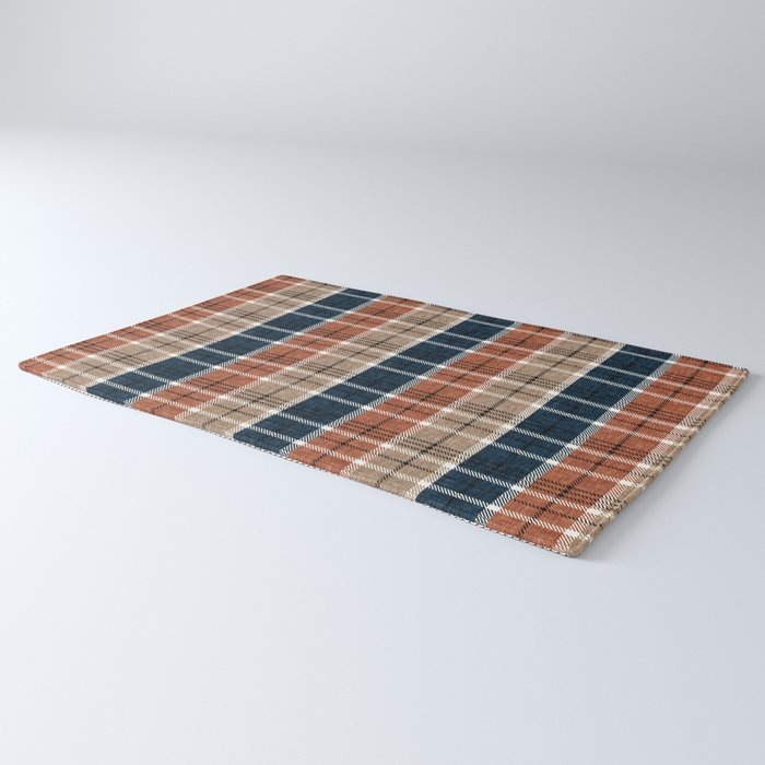fall plaid - navy, orange & tan Rug Gallery Image 3