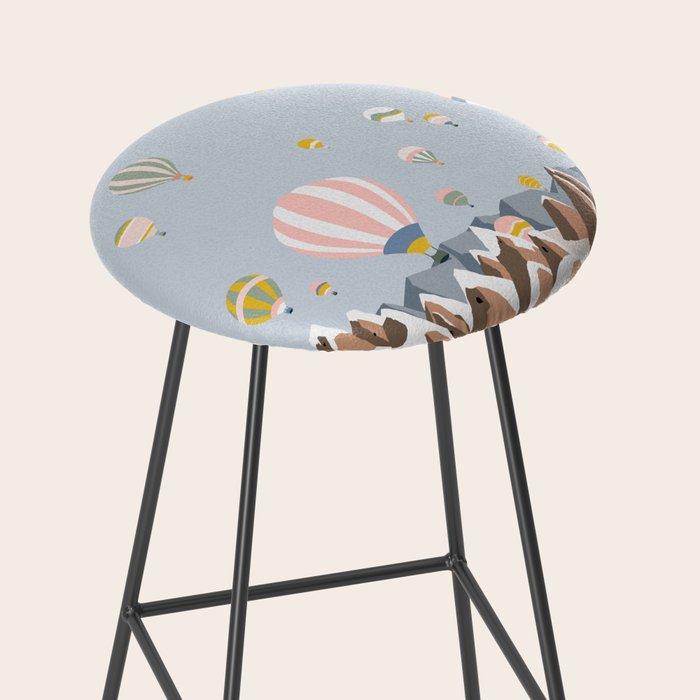 Hot air balloons over snowy mountains Stool Gallery Image 2
