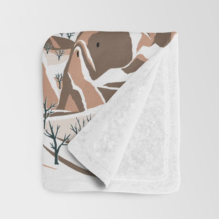 Hot air balloons over snowy mountains Throw Blanket Gallery Image 3