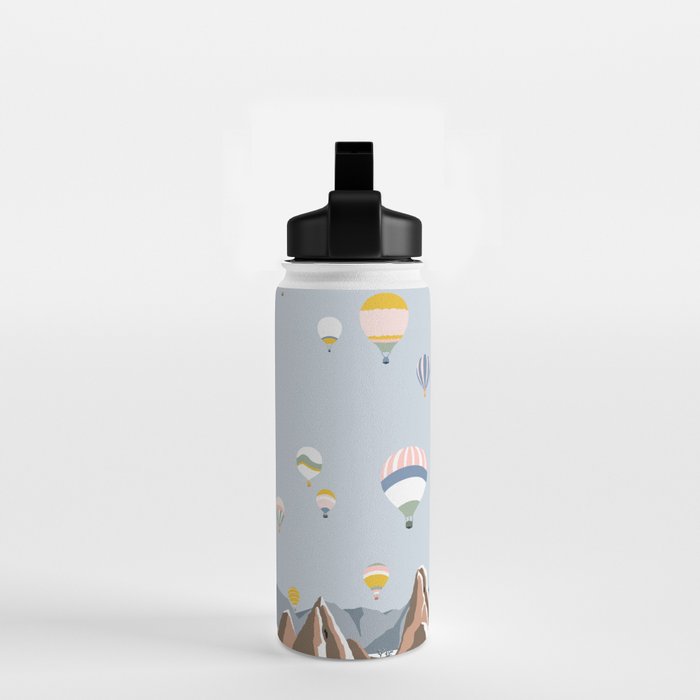 Hot air balloons over snowy mountains Water Bottle Gallery Image 2