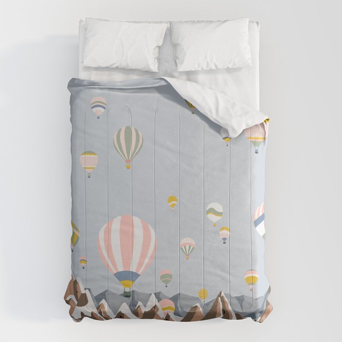 Hot air balloons over snowy mountains Comforter Gallery Image 6