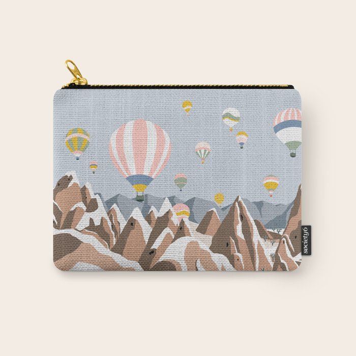 Hot air balloons over snowy mountains Carry All Pouch Gallery Image 1
