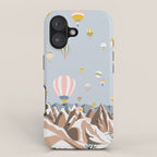 Hot air balloons over snowy mountains iPhone Case Gallery Image 1