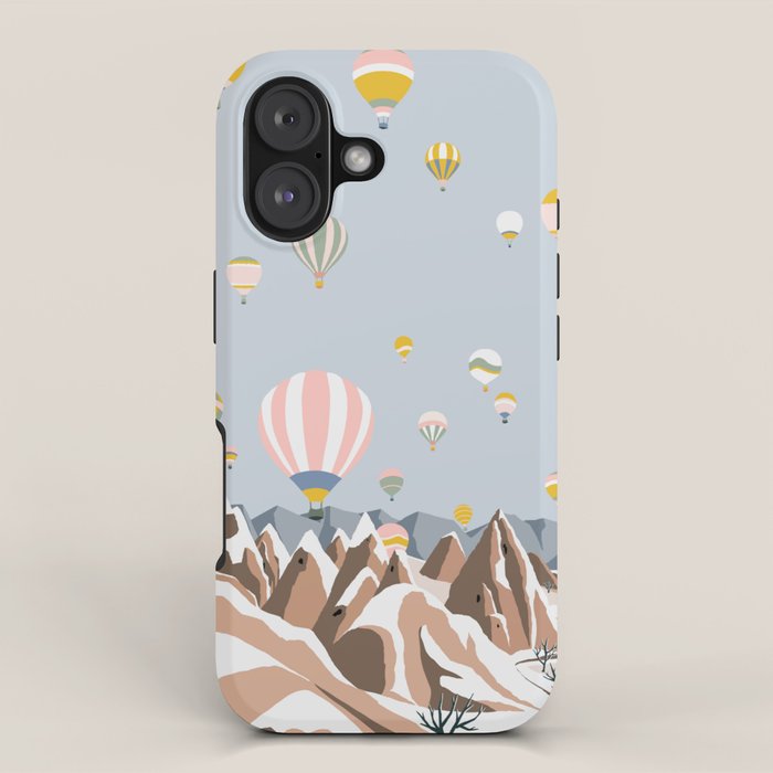 Hot air balloons over snowy mountains iPhone Case Gallery Image 1