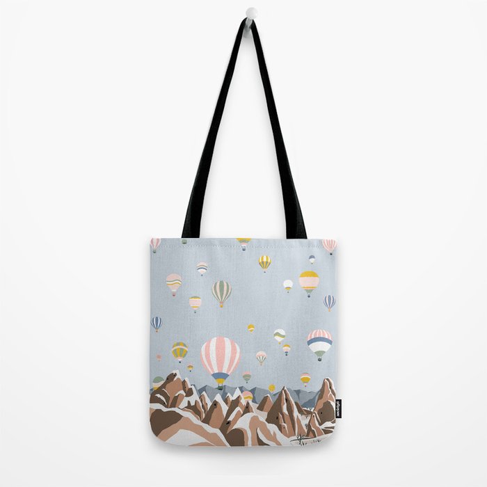 Hot air balloons over snowy mountains Tote Bag Gallery Image 2
