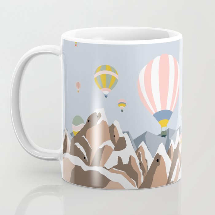Hot air balloons over snowy mountains Coffee Mug Gallery Image 3
