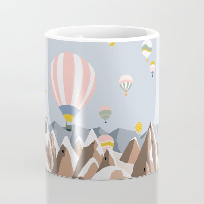 Hot air balloons over snowy mountains Coffee Mug Gallery Image 4