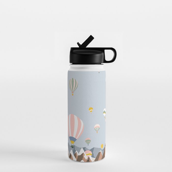 Hot air balloons over snowy mountains Water Bottle Gallery Image 1