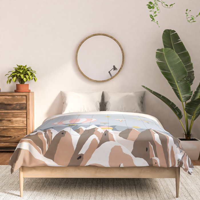 Hot air balloons over snowy mountains Comforter Gallery Image 3