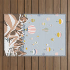 Hot air balloons over snowy mountains Outdoor Rug Gallery Image 1