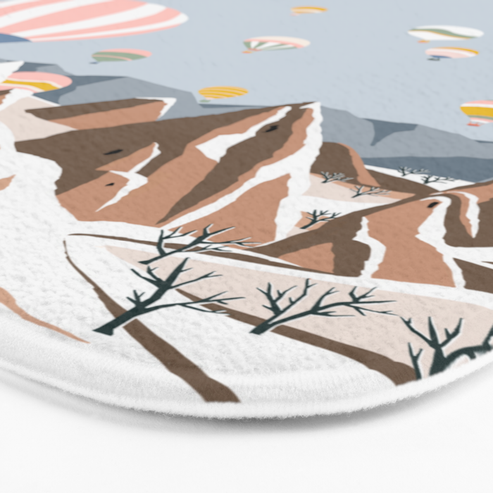 Hot air balloons over snowy mountains Bath Mat Gallery Image 3