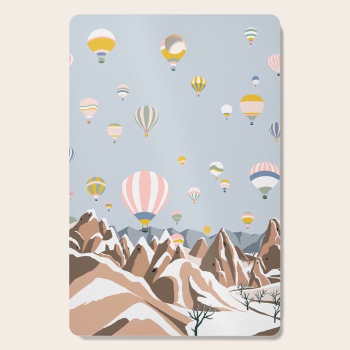 Hot air balloons over snowy mountains Cutting Board Gallery Image 1