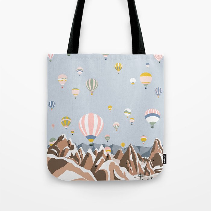 Hot air balloons over snowy mountains Tote Bag Gallery Image 1