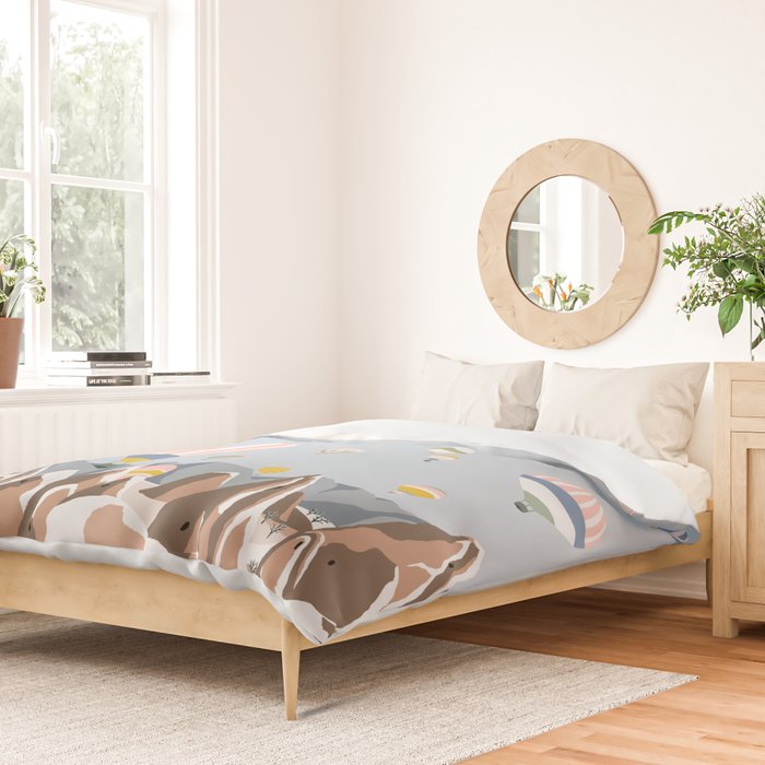 Hot air balloons over snowy mountains Duvet Cover Gallery Image 2