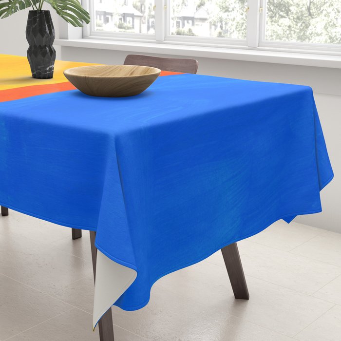 Neon Sunshine Blue Yellow Orange Colorfield Tablecloth Gallery Image 3