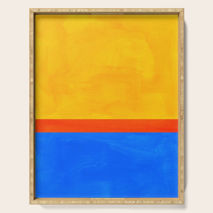 Neon Sunshine Blue Yellow Orange Colorfield Serving Tray Gallery Image 1