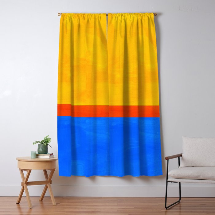 Neon Sunshine Blue Yellow Orange Colorfield Window Curtain Gallery Image 5