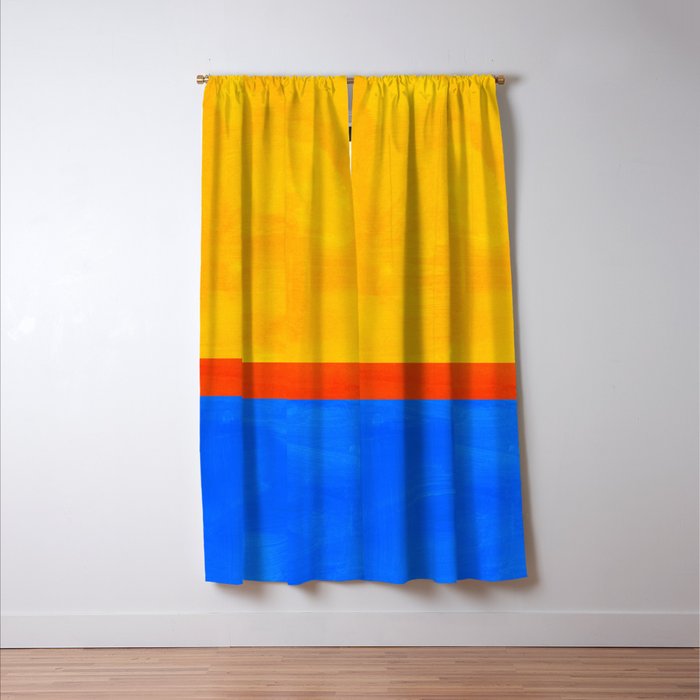 Neon Sunshine Blue Yellow Orange Colorfield Window Curtain Gallery Image 3