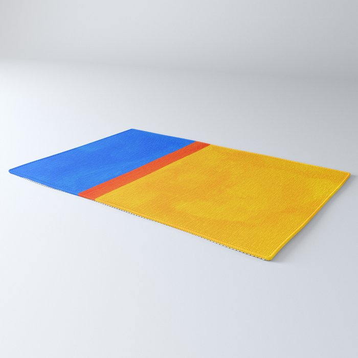 Neon Sunshine Blue Yellow Orange Colorfield Rug Gallery Image 3