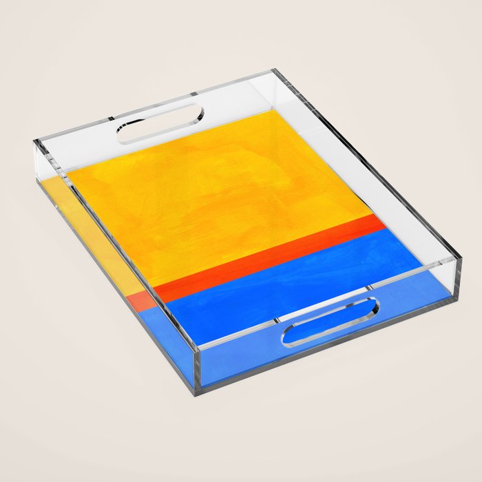 Neon Sunshine Blue Yellow Orange Colorfield Acrylic Tray Gallery Image 1