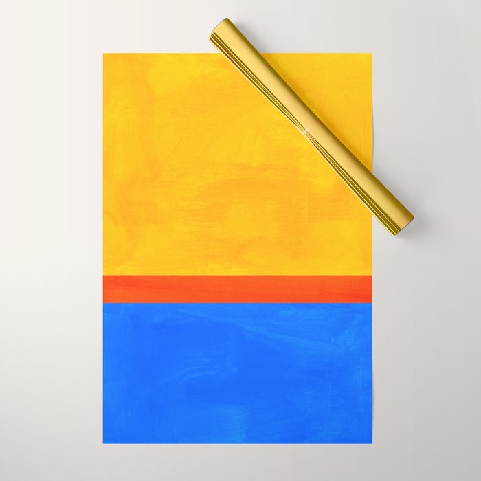 Neon Sunshine Blue Yellow Orange Colorfield Wrapping Paper Gallery Image 1