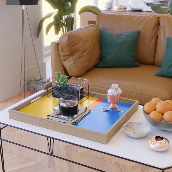 Neon Sunshine Blue Yellow Orange Colorfield Serving Tray Gallery Image 2