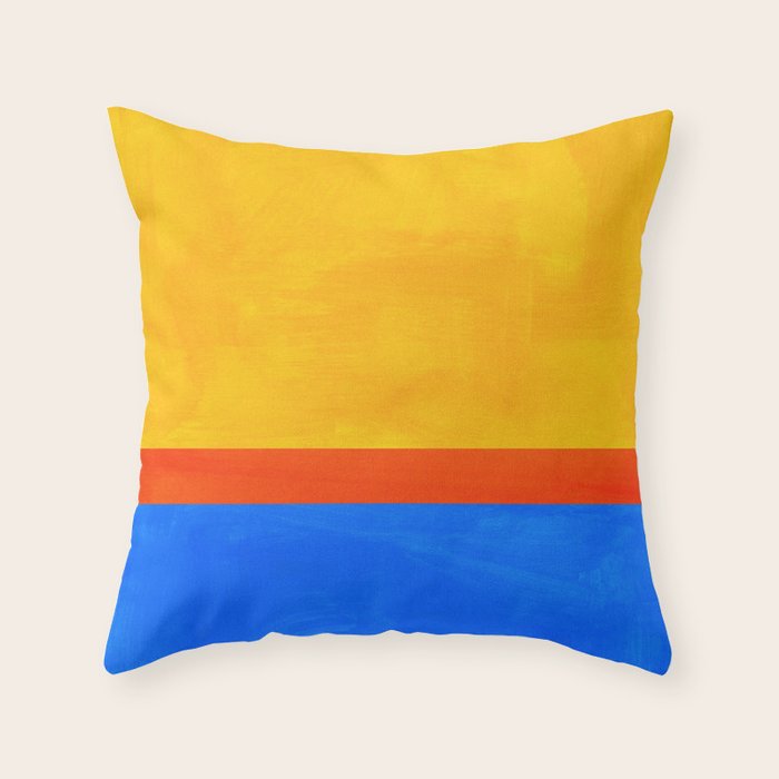 Neon Sunshine Blue Yellow Orange Colorfield Throw Pillow Gallery Image 1