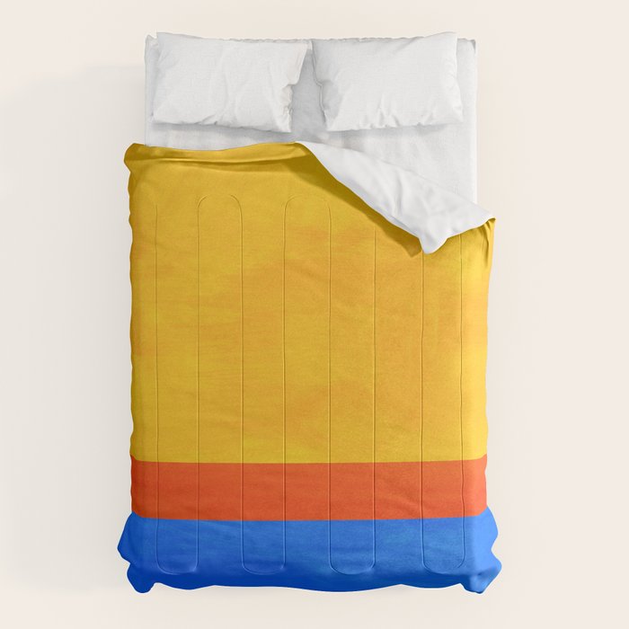 Neon Sunshine Blue Yellow Orange Colorfield Comforter Gallery Image 6