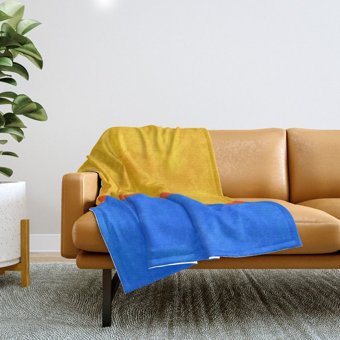 Neon Sunshine Blue Yellow Orange Colorfield Throw Blanket Gallery Image 1