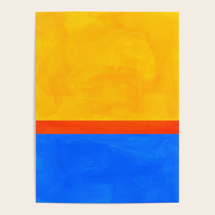 Neon Sunshine Blue Yellow Orange Colorfield Poster Gallery Image 1