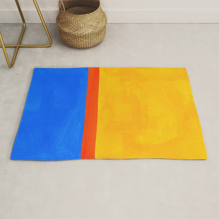 Neon Sunshine Blue Yellow Orange Colorfield Rug Gallery Image 1