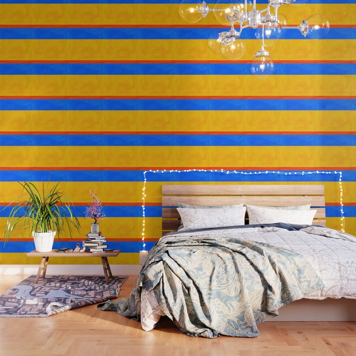 Neon Sunshine Blue Yellow Orange Colorfield Wallpaper Gallery Image 1
