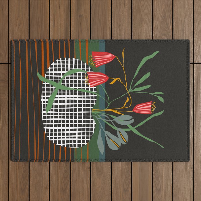midcentury botanical Outdoor Rug Gallery Image 1