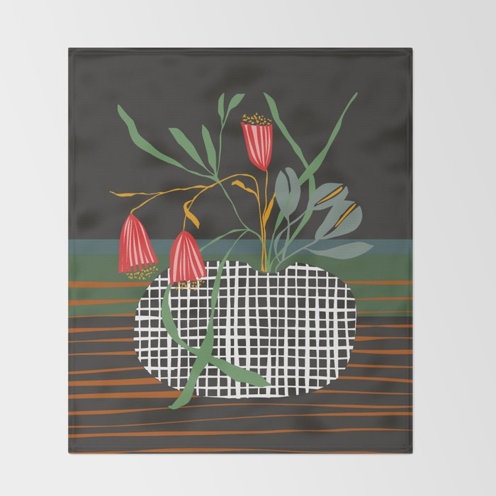 midcentury botanical Throw Blanket Gallery Image 2