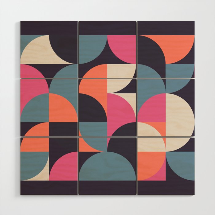 Mid Century Geometric 22 Wood Wall Art Gallery Image 1