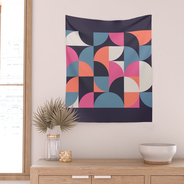 Mid Century Geometric 22 Wall Tapestry Gallery Image 2