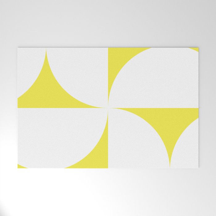 Bold Minimalism CLXXVIII White and Bright Yellow  Welcome Mat Gallery Image 1