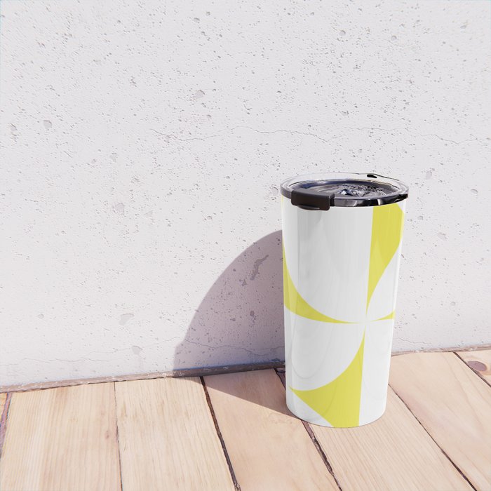 Bold Minimalism CLXXVIII White and Bright Yellow  Travel Mug Gallery Image 4