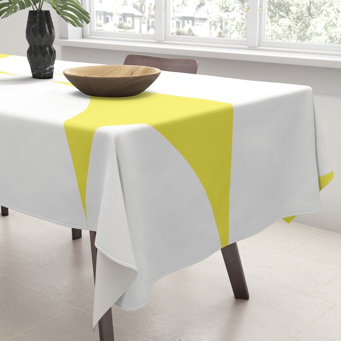 Bold Minimalism CLXXVIII White and Bright Yellow  Tablecloth Gallery Image 3