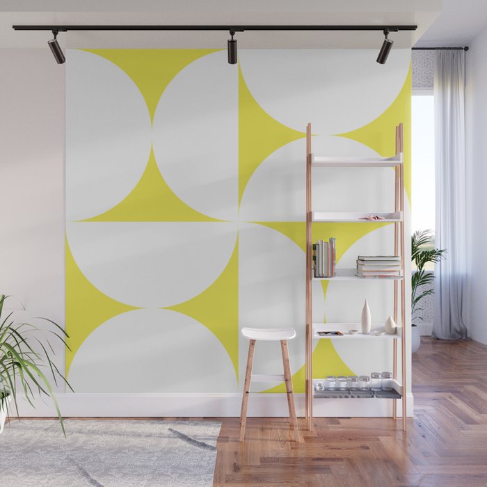 Bold Minimalism CLXXVIII White and Bright Yellow  Wall Mural Gallery Image 1
