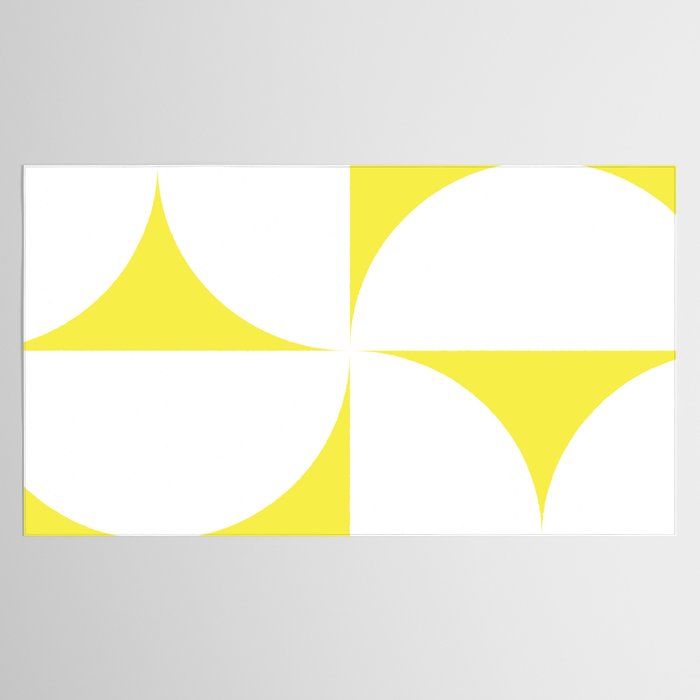 Bold Minimalism CLXXVIII White and Bright Yellow  Tablecloth Gallery Image 2