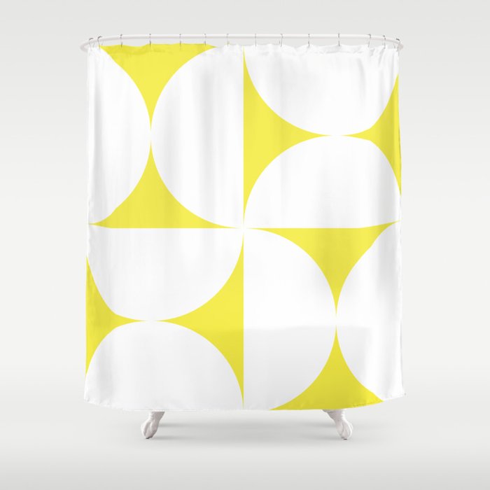 Bold Minimalism CLXXVIII White and Bright Yellow  Shower Curtain Gallery Image 1