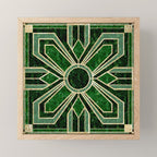 Art Deco Floral Tiles in Emerald Green and Faux Gold Mini Art Print Gallery Image 1