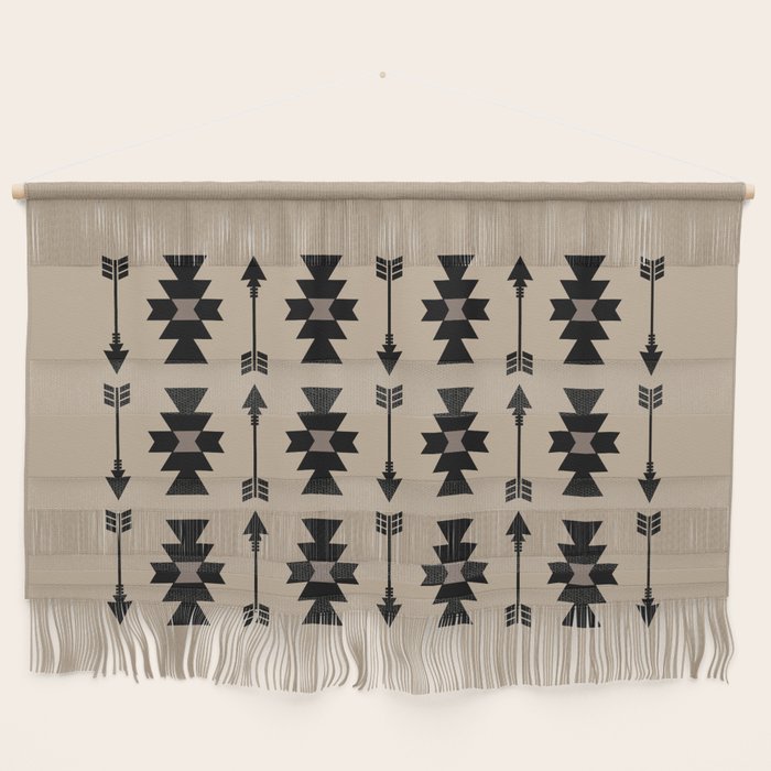 Southwestern Arrow Pattern 232 Black and Beige Wall Hanging Gallery Image 1