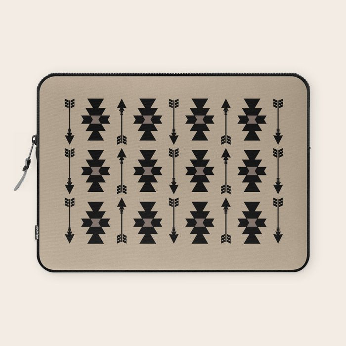 Southwestern Arrow Pattern 232 Black and Beige Laptop Sleeve Gallery Image 1