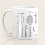 Tennis Racket Patent - Tennis Lover Coach Player Fan Art - White Coffee Mug Gallery Image 3