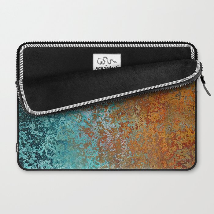 Vintage Teal and Copper Rust Laptop Sleeve Gallery Image 2