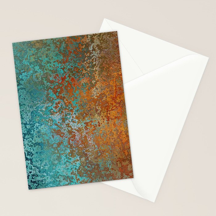 Vintage Teal and Copper Rust Stationery Card Gallery Image 2