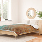 Vintage Teal and Copper Rust Duvet Cover Gallery Image 2